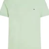 Tommy Hilfiger Stretch Slim Fit Tee, heren T-shirt korte mouw O-hals, groen