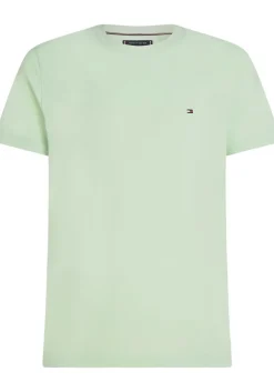 Tommy Hilfiger Stretch Slim Fit Tee, heren T-shirt korte mouw O-hals, groen