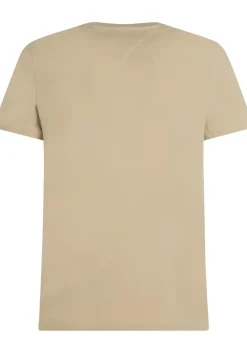 Tommy Hilfiger Stretch Slim Fit Tee, heren T-shirt korte mouw O-hals, beige