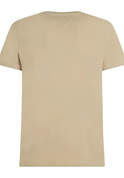 Tommy Hilfiger Stretch Slim Fit Tee, heren T-shirt korte mouw O-hals, beige
