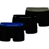 Tommy Hilfiger trunks (3-pack), heren boxers normale lengte, zwart met gekleurde tailleband