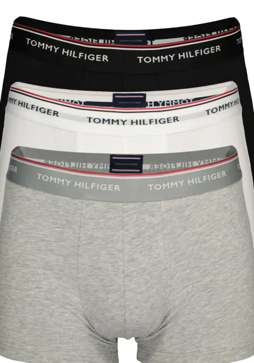 Tommy Hilfiger trunks (3-pack), heren boxers normale lengte, zwart, wit en grijs