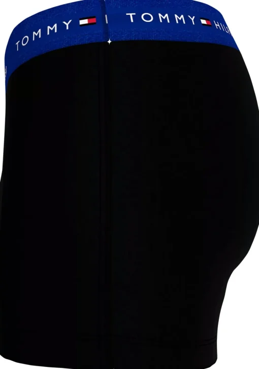 Tommy Hilfiger trunks (3-pack), heren boxers normale lengte, zwart met gekleurde tailleband
