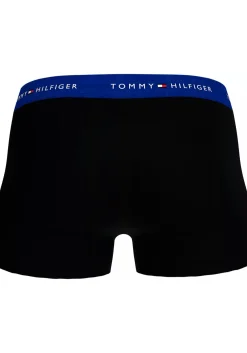 Tommy Hilfiger trunks (3-pack), heren boxers normale lengte, zwart met gekleurde tailleband