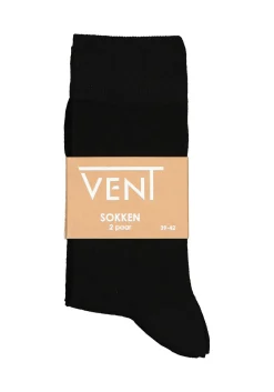 VENT herensokken katoen (2-pack), zwart