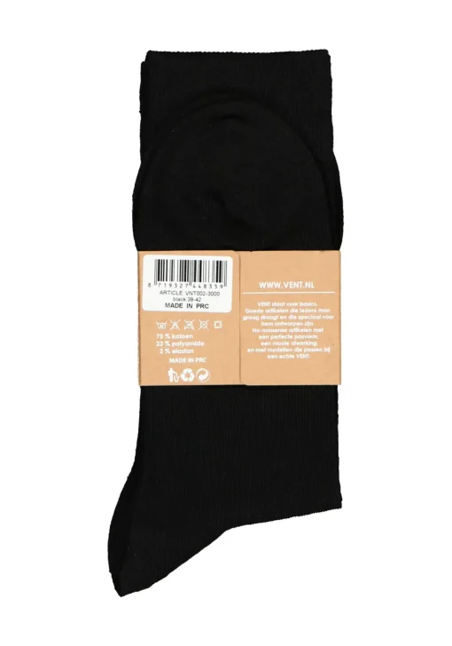 VENT herensokken katoen (2-pack), zwart