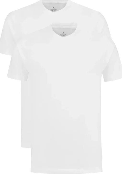VENT wijd model T-shirt V-hals (2-pack), wit