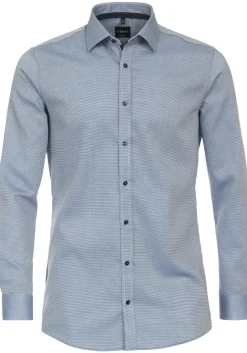 VENTI body fit overhemd, dobby, blauw