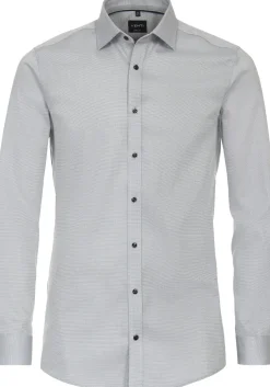 VENTI body fit overhemd, dobby, grijs