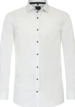 VENTI body fit overhemd, dobby, wit