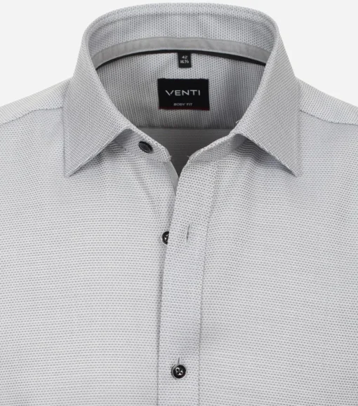 VENTI body fit overhemd, dobby, grijs