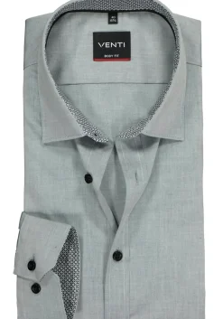 VENTI body fit overhemd, grijs (contrast)