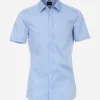 VENTI body fit overhemd, korte mouw, popeline, blauw