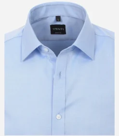 VENTI body fit overhemd, korte mouw, popeline, blauw