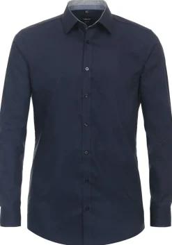 VENTI body fit overhemd, mouwlengte 72 cm, popeline, blauw