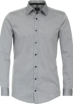 VENTI body fit overhemd, popeline, grijs
