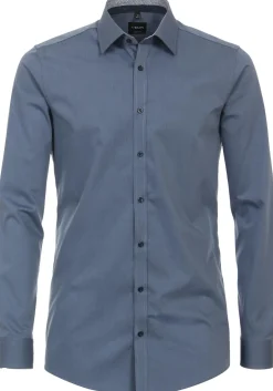 VENTI body fit overhemd, popeline, blauw