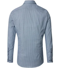 VENTI body fit overhemd, popeline, blauw dessin