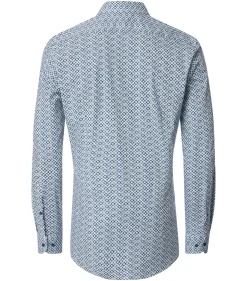 VENTI body fit overhemd, popeline, blauw dessin