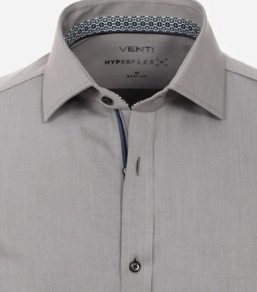 VENTI body fit overhemd, twill, grijs