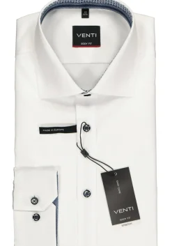 VENTI body fit overhemd, wit twill (contrast)