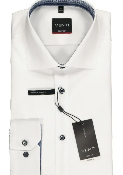 VENTI body fit overhemd, wit twill (contrast)