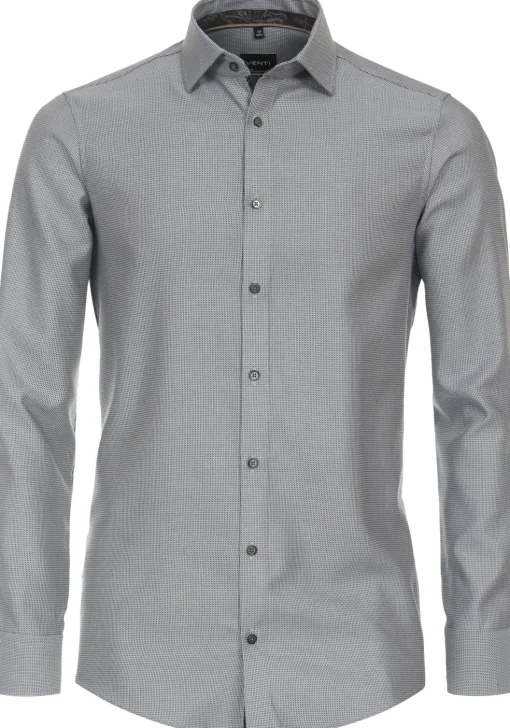 VENTI modern fit overhemd, dobby, bruin met blauw mini dessin