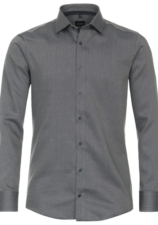 VENTI modern fit overhemd, dobby, groen, wit, blauw mini dessin