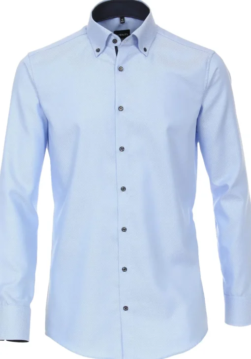 VENTI modern fit overhemd, dobby, blauw