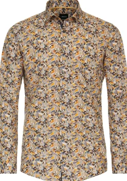 VENTI modern fit overhemd, popeline, beige dessin