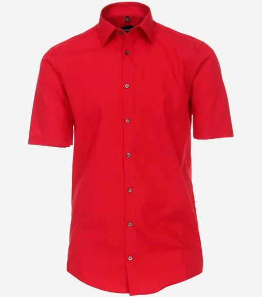 VENTI modern fit overhemd, korte mouw, popeline, rood