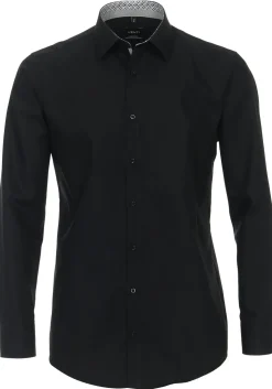VENTI modern fit overhemd, mouwlengte 72 cm, popeline, zwart