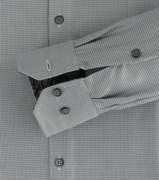 VENTI modern fit overhemd, dobby, bruin met blauw mini dessin