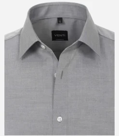 VENTI modern fit overhemd, korte mouw, popeline, grijs
