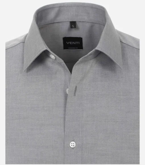 VENTI modern fit overhemd, korte mouw, popeline, grijs