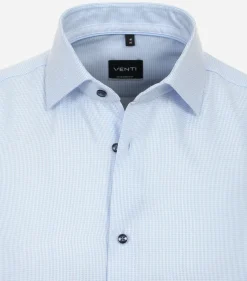 VENTI modern fit overhemd, korte mouw, dobby, blauw