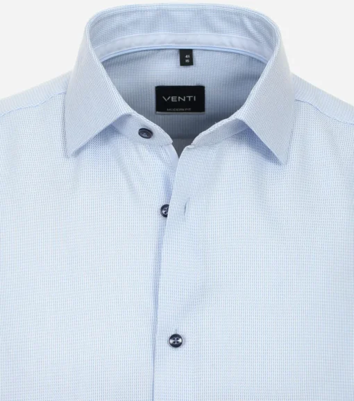 VENTI modern fit overhemd, korte mouw, dobby, blauw