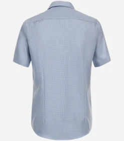 VENTI modern fit overhemd, korte mouw, dobby, blauw