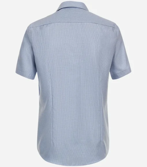 VENTI modern fit overhemd, korte mouw, dobby, blauw