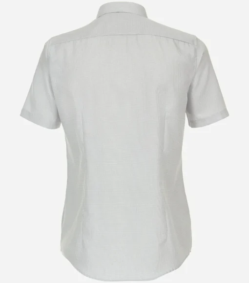 VENTI modern fit overhemd, korte mouw, dobby, grijs
