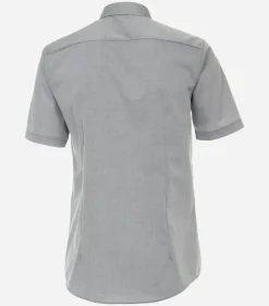 VENTI modern fit overhemd, korte mouw, popeline, grijs
