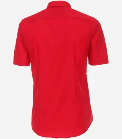 VENTI modern fit overhemd, korte mouw, popeline, rood