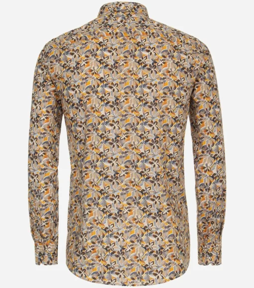 VENTI modern fit overhemd, popeline, beige dessin
