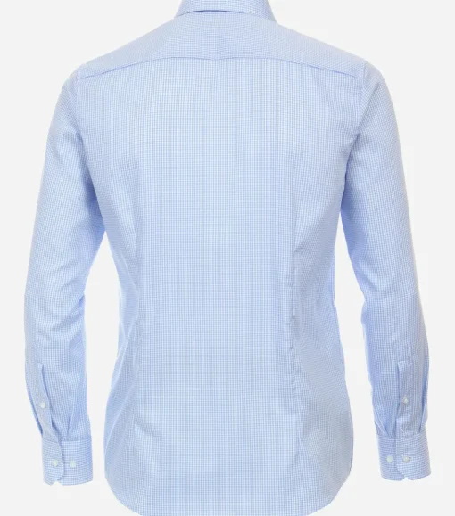 VENTI modern fit overhemd, twill, blauw met wit geruit