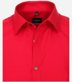 VENTI modern fit overhemd, korte mouw, popeline, rood