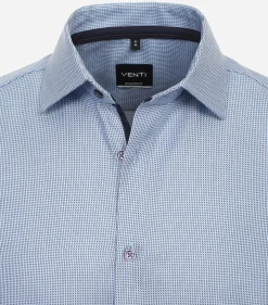 VENTI modern fit overhemd, korte mouw, dobby, blauw