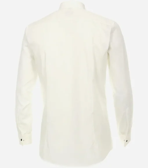 VENTI modern fit smoking overhemd, dubbele manchet en Kent kraag, popeline, beige